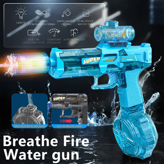 Adult and children's electric water guns, automatic high-power water guns, swimming pool toys, beach electric water guns, realistic muzzle flames.