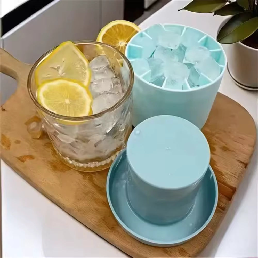 Silicone Ice Cube Mold Food-Grade Silicone Cylinder Ice Lattice Ice Making Tools Household Kneading Ice Bucket Ice Storage Box