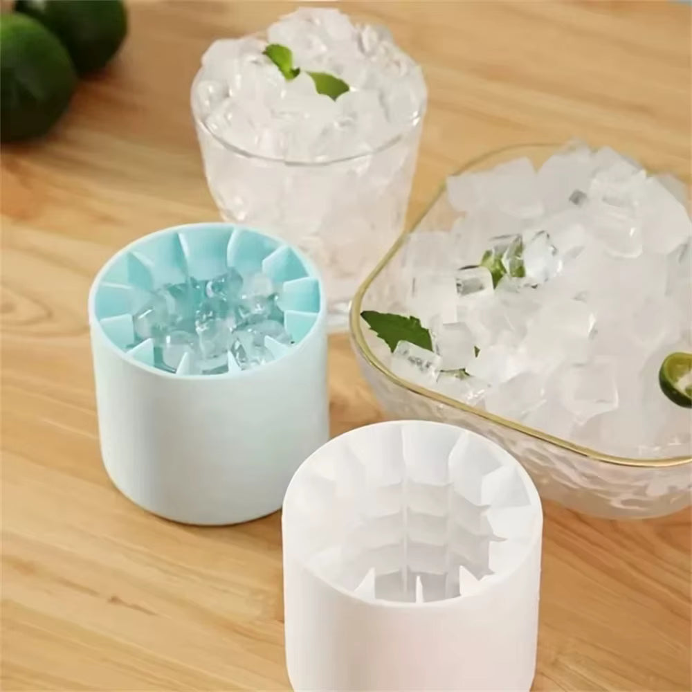 Silicone Ice Cube Mold Food-Grade Silicone Cylinder Ice Lattice Ice Making Tools Household Kneading Ice Bucket Ice Storage Box