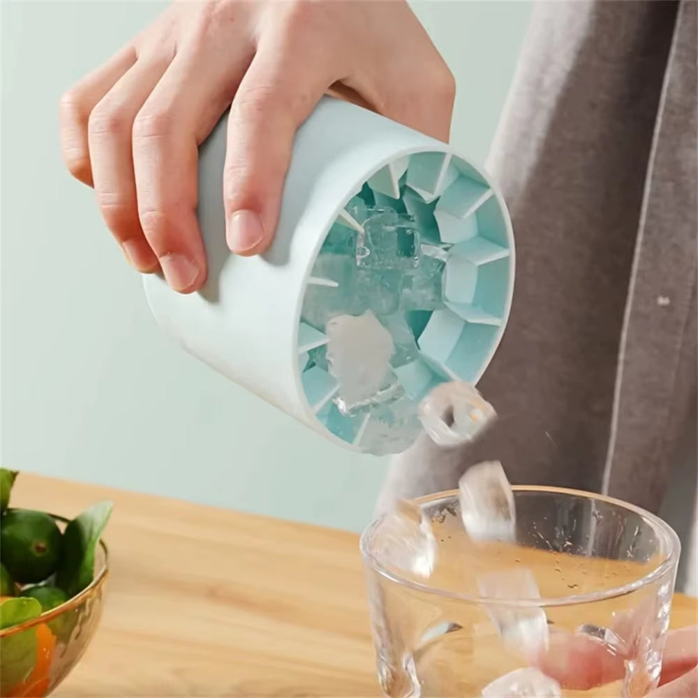 Silicone Ice Cube Mold Food-Grade Silicone Cylinder Ice Lattice Ice Making Tools Household Kneading Ice Bucket Ice Storage Box